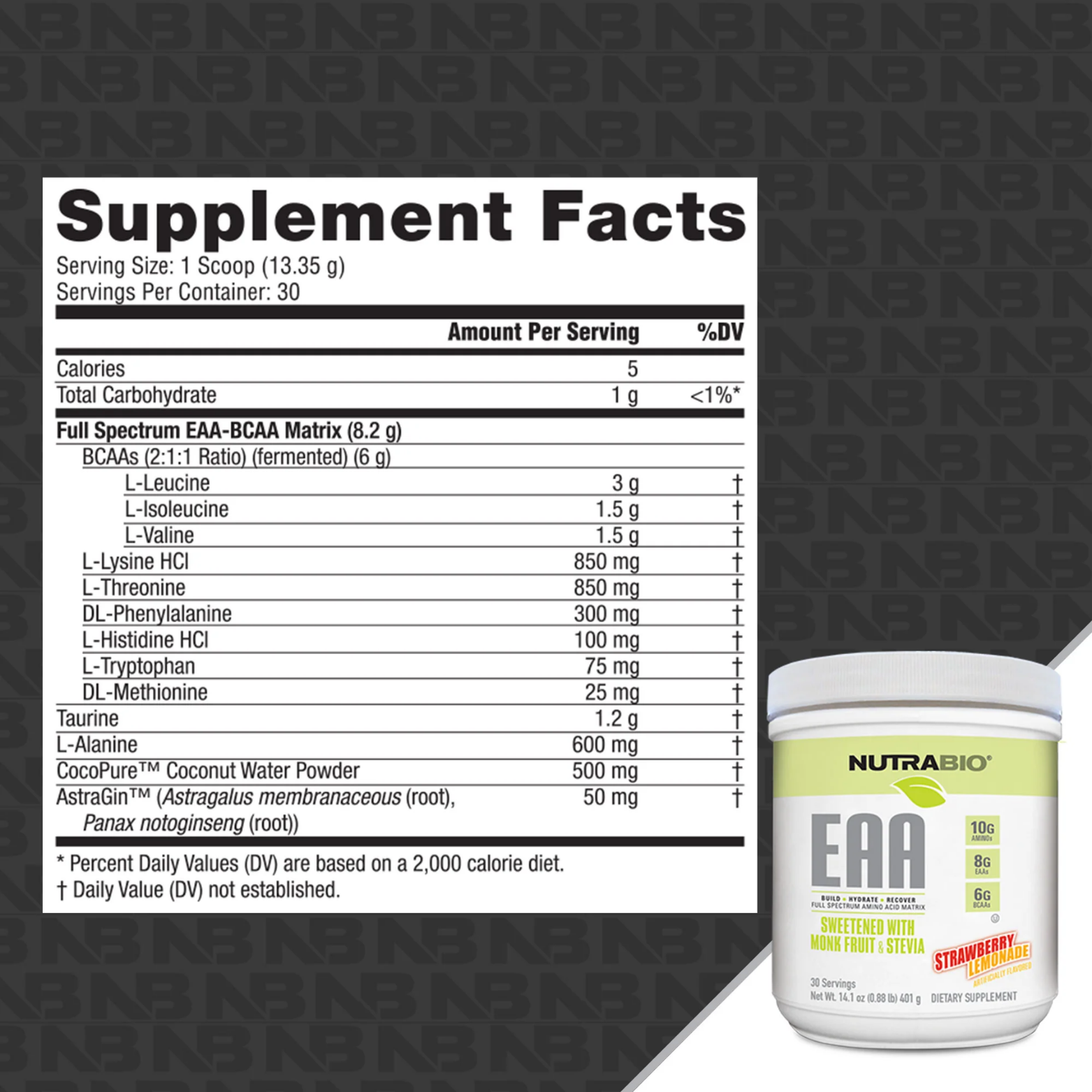 NutraBio EAA Natural - 30 serving
