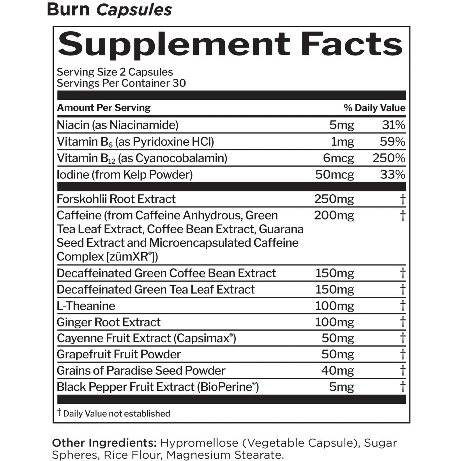 BURN FAT BURNER CAPSULES - 30 Serving - Competitive Edge Nutrition