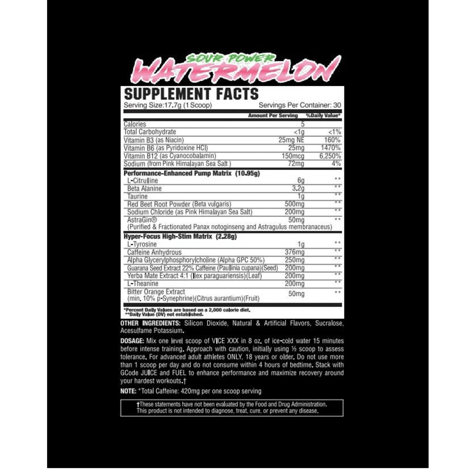 VICE - XXX: EXTREME PRE WORKOUT - 30 Servings - Competitive Edge Nutrition